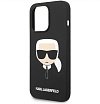 Чехол Lagerfeld для iPhone 14 Pro Liquid silicone Karl's Head Hard (MagSafe). Цвет: чёрный