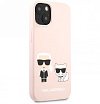 Чехол Lagerfeld для iPhone 13 Liquid Silicone Karl & Choupette Hard. Цвет: розовый