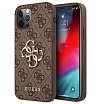 Чехол Guess для iPhone 12/12 Pro PU 4G Big metal logo Hard. Цвет: коричневый