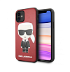 Чехол Lagerfeld для iPhone 11 PU Leather Ikonik Karl Hard. Цвет: красный