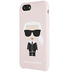 Чехол Lagerfeld для iPhone SE(2020)/8/7 Liquid Silicone Ikonik Karl Hard. Цвет: светло-розовый