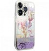 Чехол Guess для iPhone 14 Pro Max Liquid Glitter Flower Hard. Цвет: фиолетовый