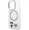 Чехол Lagerfeld для iPhone 14 Pro PC/TPU Karl & Choupette Hard (MagSafe). Цвет: прозрачный