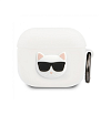 Чехол Lagerfeld Choupette для AirPods 3 с кольцом, силикон. Цвет: белый