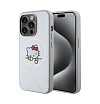 Чехол Hello Kitty PU Leather Kitty Asleep для iPhone 15 Pro. Цвет: серебристый