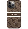 Чехол Guess для iPhone 13 Pro Max PU 4G Stripe printed logo Hard. Цвет: коричневый