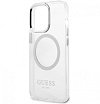 Чехол Guess для iPhone 13 Pro PC/TPU Metal outline Hard (Magsafe). Цвет: прозрачный/серебристый