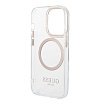 Чехол Guess PC/TPU Metal outline Hard MagSafe для iPhone 15 Pro Max. Цвет: прозрачный/золотой