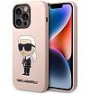 Чехол Lagerfeld для iPhone 14 Pro Liquid silicone Karl's Head Hard (MagSafe). Цвет: розовый