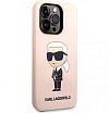 Чехол Lagerfeld для iPhone 14 Pro Liquid silicone Karl's Head Hard (MagSafe). Цвет: розовый