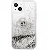 Чехол Guess для iPhone 13 Liquid Glitter 4G Big logo Hard. Цвет: серебристый