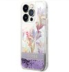 Чехол Guess для iPhone 14 Pro Max Liquid Glitter Flower Hard. Цвет: фиолетовый