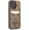 Чехол Guess для iPhone 13 Pro Max PU 4G Double cardslot Metal triangle logo Hard. Цвет: коричневый