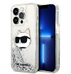 Чехол Lagerfeld Liquid Glitter NFT Choupette head Hard для iPhone 15 Pro. Цвет: серебристый