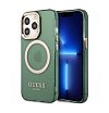 Чехол Guess для iPhone 13 Pro Max PC/TPU Metal outline Hard Translucent. Цвет: зелёный/золотой