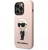 Чехол Lagerfeld для iPhone 14 Pro Liquid silicone Karl's Head Hard (MagSafe). Цвет: розовый