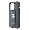 Чехол Lagerfeld GripStand PU Saffiano NFT Choupette metal для iPhone 15 Pro Max.Цвет: серебристый