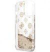 Чехол Guess для iPhone 13 PC/TPU Flower pattern Hard + Hand cord. Цвет: золотой