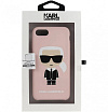 Чехол Lagerfeld для iPhone SE(2020)/8/7 Liquid Silicone Ikonik Karl Hard. Цвет: светло-розовый