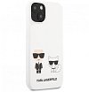 Чехол Lagerfeld для iPhone 13 mini Liquid Silicone Karl & Choupette Hard. Цвет: белый