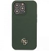 Чехол Guess для iPhone 13 Liquid silicone 4G Small metal logo Hard. Цвет: зелёный