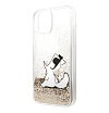 Чехол Lagerfeld для iPhone 11 Liquid glitter Choupette Fun Hard. Цвет: золотой