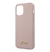 Чехол Guess для iPhone 12 Pro Max Liquid Silicone Gold Metal Logo. Цвет: розовый