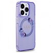 Чехол Guess PC/TPU Flowers Wreath Hard MagSafe для iPhone 15 Pro. Цвет: фиолетовый