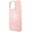 Чехол Guess для iPhone 13 Liquid silicone 4G Small metal logo Hard. Цвет: розовый