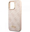 Чехол Guess для iPhone 14 Pro Max PU 4G Script metal logo Hard. Цвет: розовый