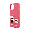 Чехол Lagerfeld для iPhone 13 Liquid silicone Karl & Choupette Hard. Цвет: фуксия