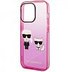 Чехол Lagerfeld для iPhone 14 Pro PC/TPU Karl & Choupette Hard. Цвет: розовый