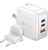 Адаптер питания EnergEA Bazic GoPort Gan65, 2 USB-C PD65W+USB-A PPS/QC3.0 total 65W. Цвет: белый