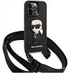 Чехол Lagerfeld для iPhone 14 Pro Max Crossbody PU Monogram INFT konik patch w/Strap. Цвет: чёрный