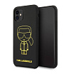 Чехол Lagerfeld для iPhone 11 Liquid Silicone Iconic Hard. Цвет: черный/желтый