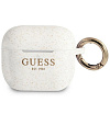 Чехол Guess для AirPods 3 с кольцом, блестящий силикон. Цвет: белый