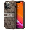 Чехол Guess для iPhone 13 Pro Max PU 4G Stripe printed logo Hard. Цвет: коричневый