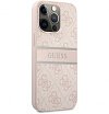 Чехол Guess для iPhone 14 Pro Max PU 4G Stripe printed logo Hard. Цвет: розовый