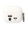 Чехол Lagerfeld Karl & Choupette для AirPods 3 с кольцом, силикон. Цвет: белый