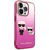 Чехол Lagerfeld для iPhone 14 Pro PC/TPU Karl & Choupette Hard. Цвет: розовый