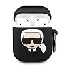 Чехол Lagerfeld Choupette для AirPods, силиконовый с кольцом. Цвет: черный