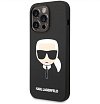 Чехол Lagerfeld для iPhone 14 Pro Liquid silicone Karl's Head Hard (MagSafe). Цвет: чёрный