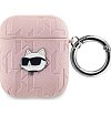 Чехол Lagerfeld PU Saffiano Monogram with ring NFT Metal Head Choupette для Airpods 1/2. Цвет: роз.