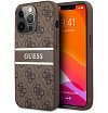 Чехол Guess для iPhone 14 Pro Max PU 4G Stripe printed logo Hard. Цвет: коричневый