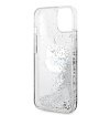 Чехол Lagerfeld для iPhone 15 Liquid Glitter NFT Choupette head Hard. Цвет: серебристый