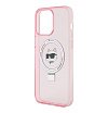 Чехол Lagerfeld PC/TPU Ring NFT Choupette head Hard MagSafe для iPhone 15 Pro. Цвет: розовый