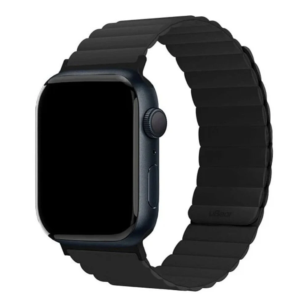 Ремешок силиконовый магнитный uBear Mode для Apple Watch 42/44/45мм. Цвет: чёрный