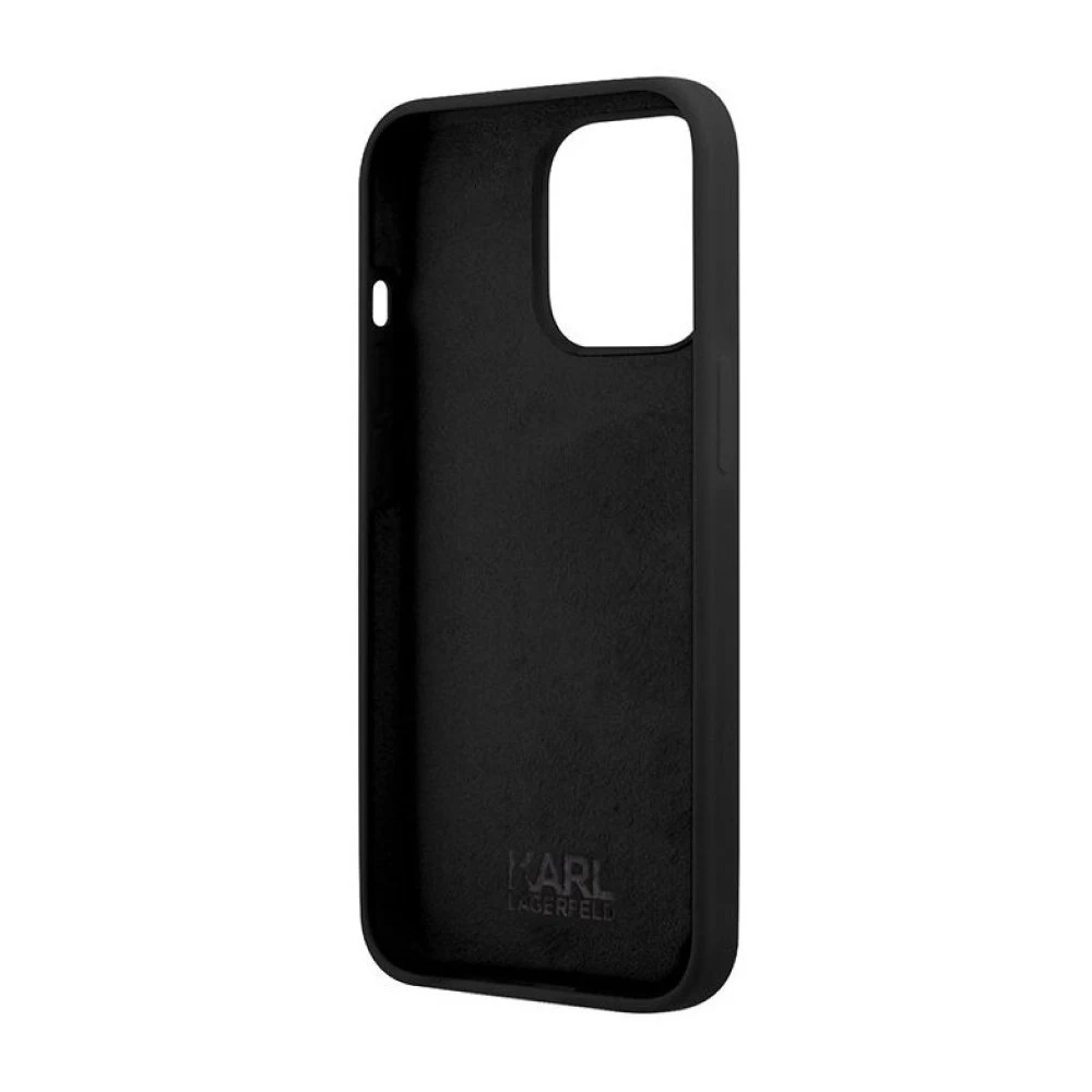 Чехол Lagerfeld для iPhone 13 Pro Liquid silicone Karl & Choupette Hard. Цвет: чёрный