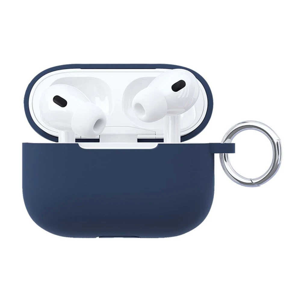 Чехол vlp Soft Touch для AirPods Pro 2, толстый силикон с кольцом. Цвет: тёмно-синий